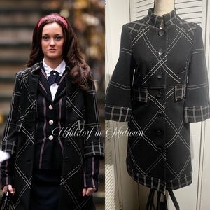 Diane Von Furstenberg Black and White Plaid Coat